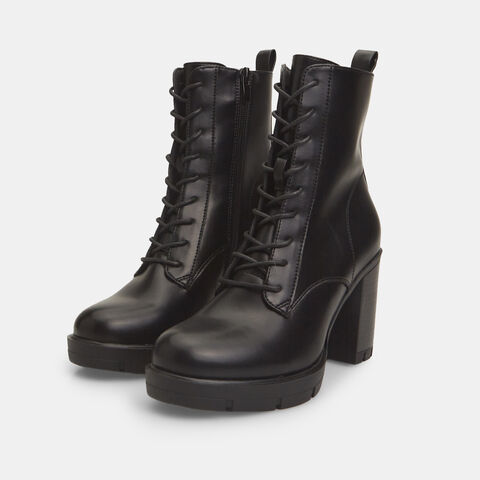 Botines con cordones de mujer con tacón, Negro Botines con cordones de mujer con tacón, Negro
